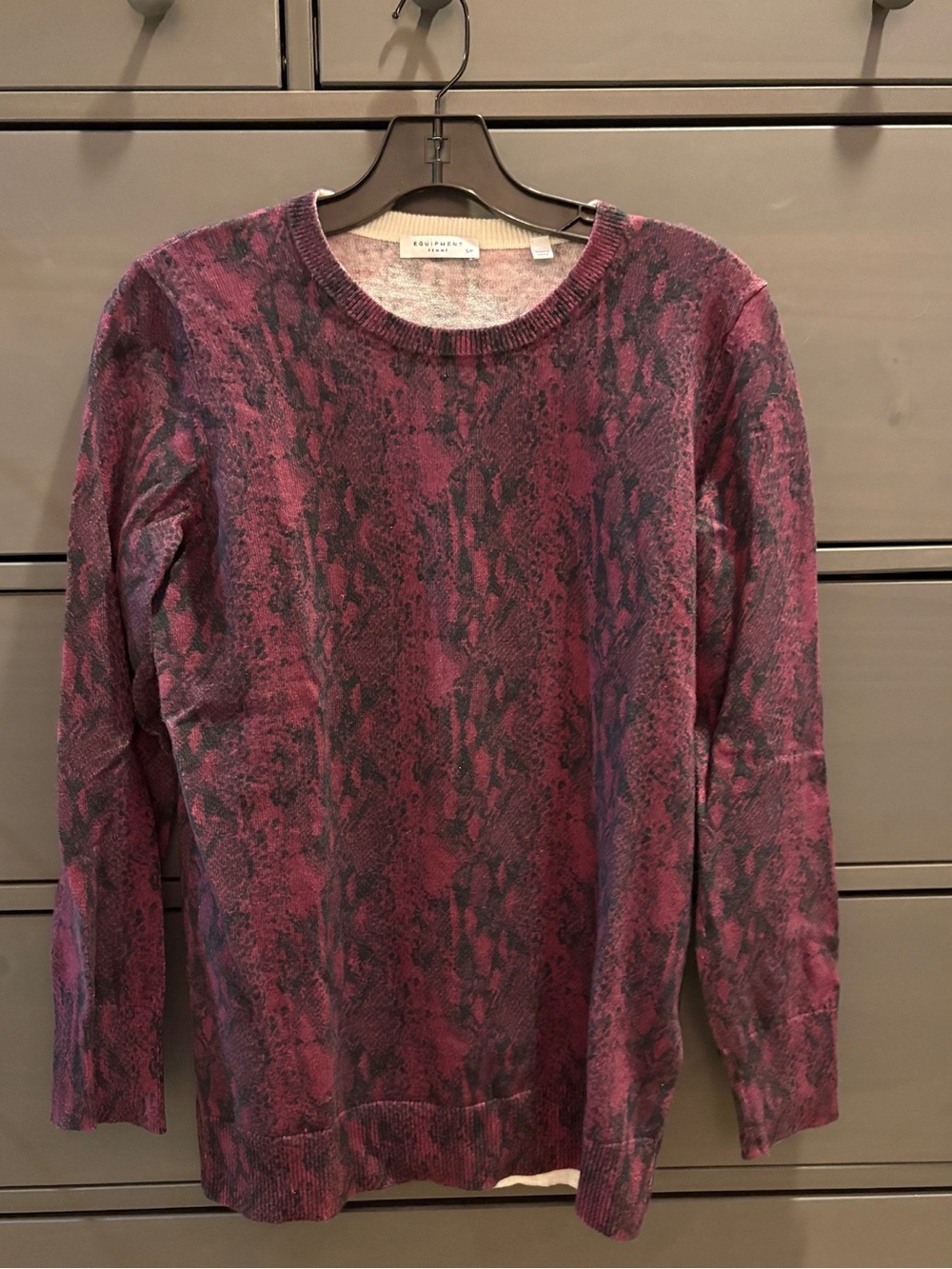 Equipment Red Snakeskin Pattern Cotton/Cashmere Crewneck Sweater